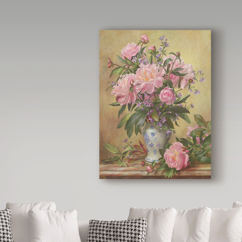 Trademark Art Vase Of Peonies And Canterbury Bells Oil Painting