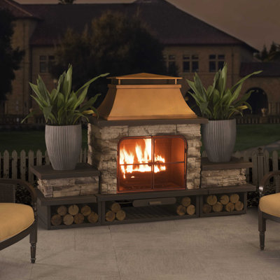 Sunjoy Connan Steel Wood Burning Outdoor Fireplace