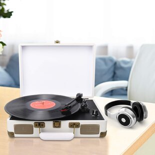 Mobile Phones Music Playback Digitnow!Vintage Turntable,Black 3 Speed Vinyl Record Player Supports USB/RCA Output/Headphone Jack MP3 Suitcase Turntable with Built-in Stereo Speakers