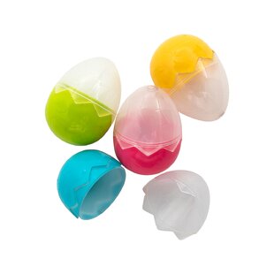 1 3/4" Glitter Foam Eggs~Set of 12~Pastel Colors~In PVC Box with Grass 2" L 