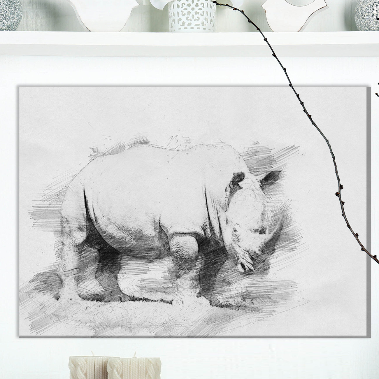 African white rhino photo window wall sticker wall mural 45200067ww