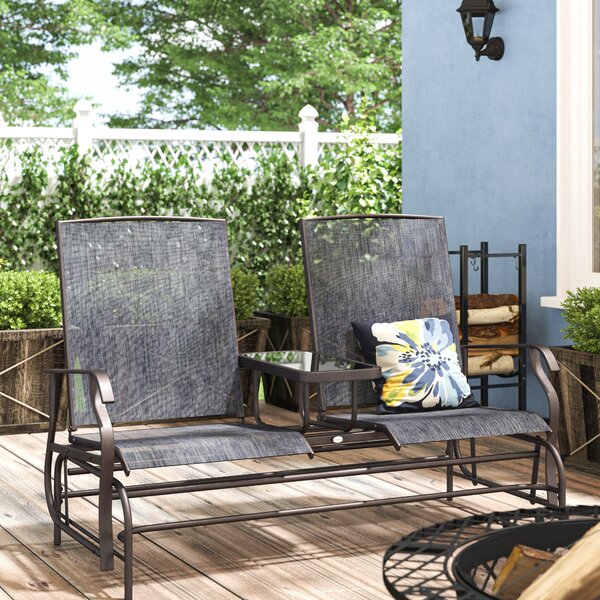 shupe steel rattan outdoor patio double glider bench wrought studio