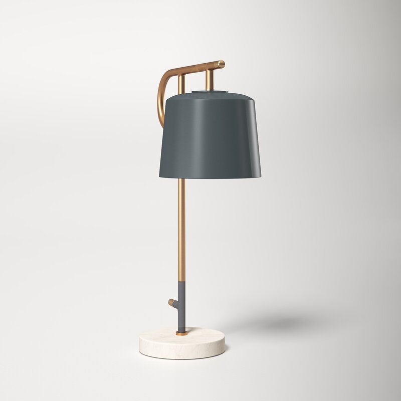 modern brass and green table lamp