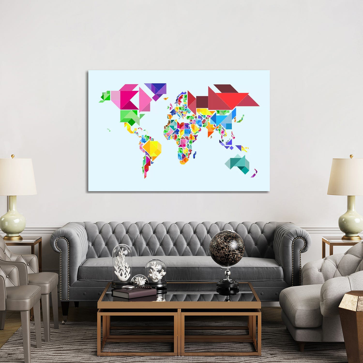 Bloomsbury Market Tangram Abstract World Map by Michael Tompsett ...