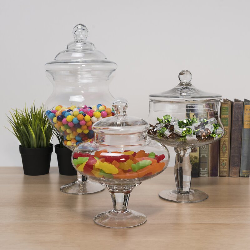 Charlton Home® Candy Buffet 3 Piece Apothecary Jar Set | Wayfair