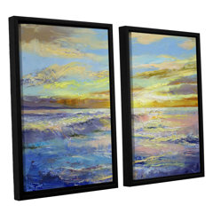 ArtWall Marina Petros Karmic Lovers 3 Piece Floater Framed Canvas Set 36 by 54