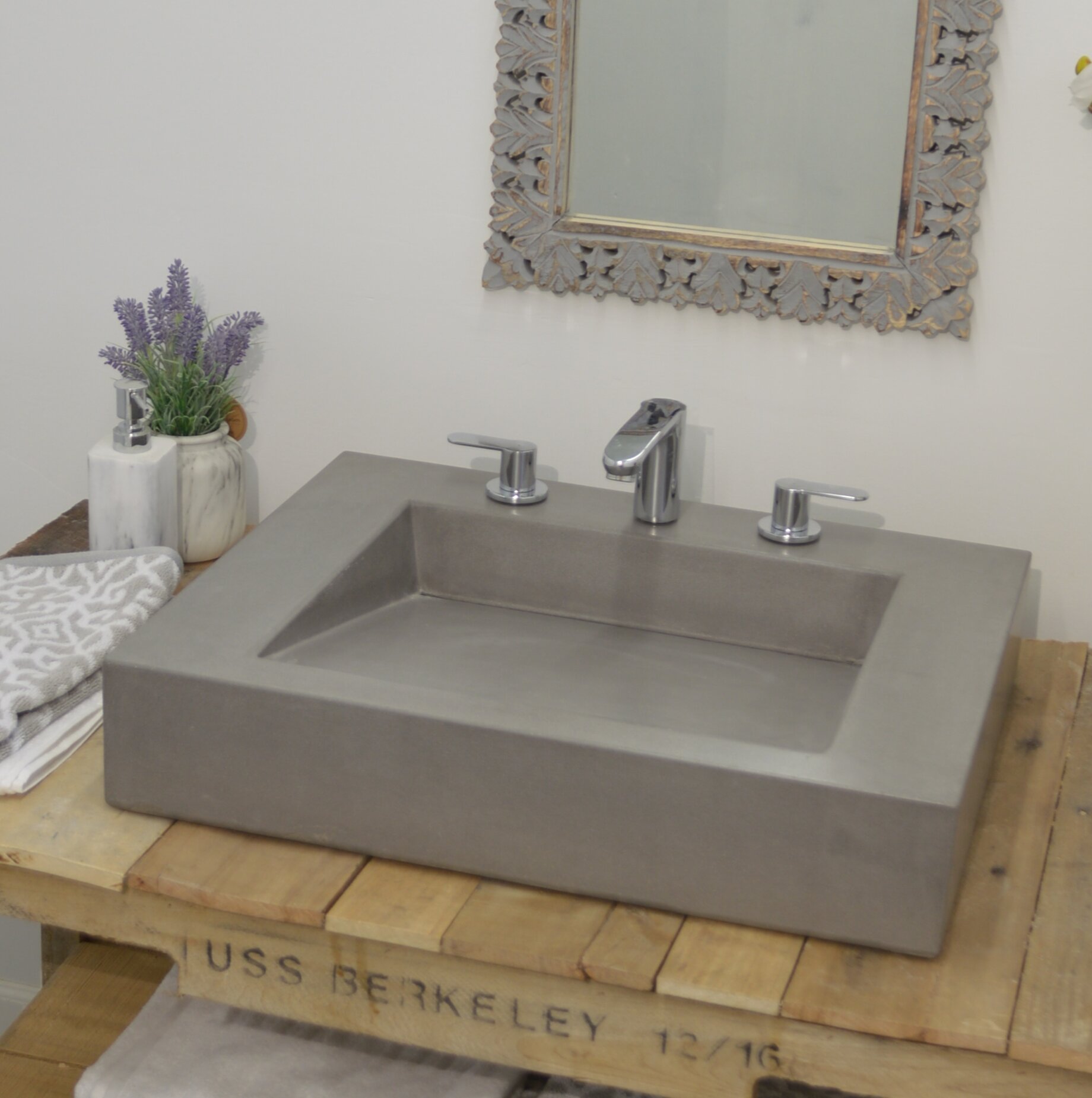 Hydeconcrete Ramp Double Concrete Rectangular Vessel Bathroom Sink Wayfair