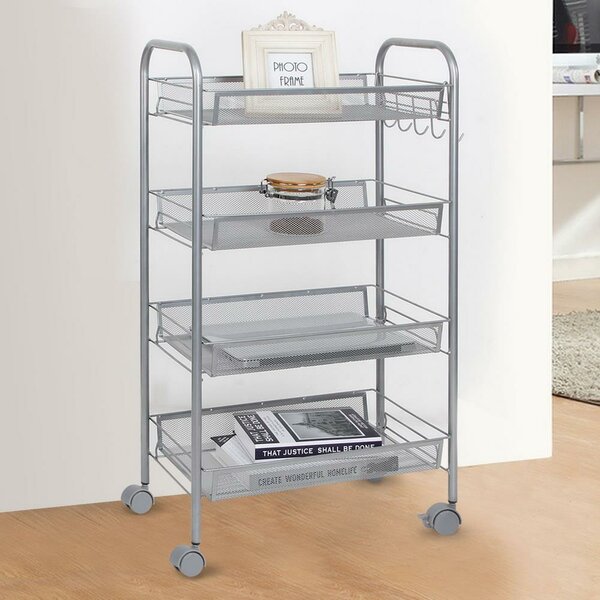 4 Tier Shelving Rack Shelf Mesh Kitchen Pantry Storage Utility Cart w/ Wheels 