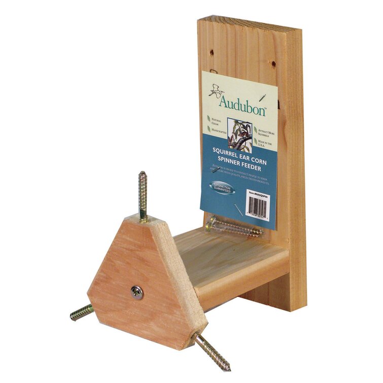 cedar wood handcrafted squirrel feeder 