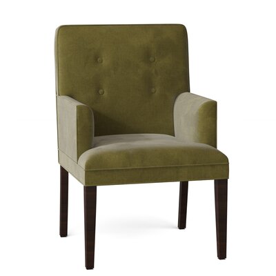 Manhattan Tufted Upholstered Arm Chair Sloane Whitney Body Fabric: Chansley Mist, Leg Color: Dark Walnut