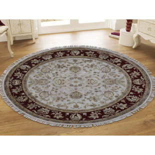 Round Rug With Fringe Wayfair One Of A Kind Kimbrell All Over Rajasthan Hand Knotted Runner Round 8 Silk Beige Red Area Rug