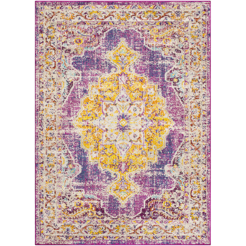 Bungalow Rose Haigler Purple/Yellow Area Rug & Reviews Wayfair