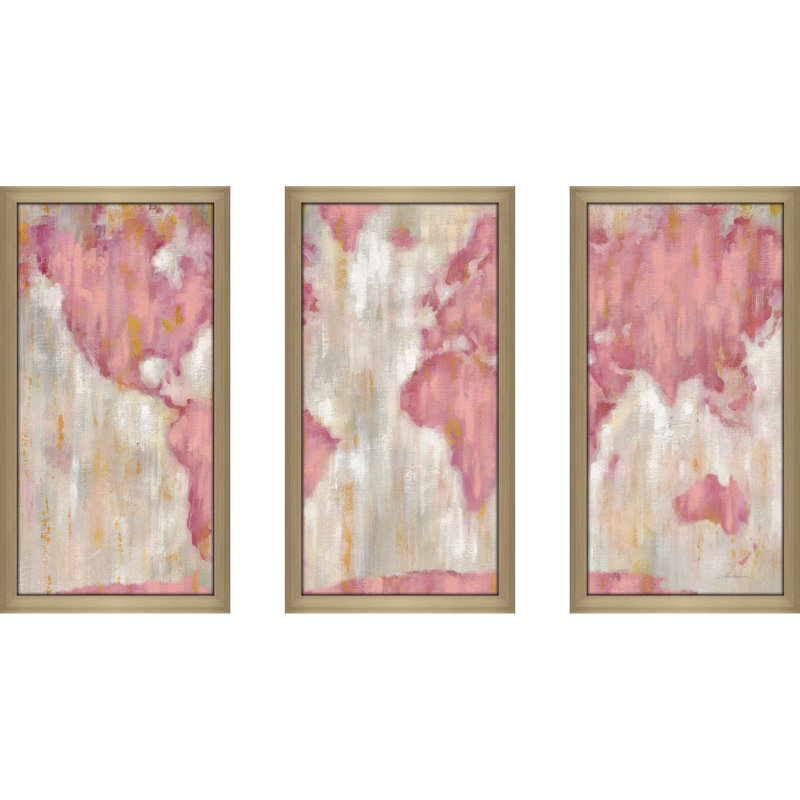 Ebern Designs Blushing World Map V 2 Crop Multi Piece Image