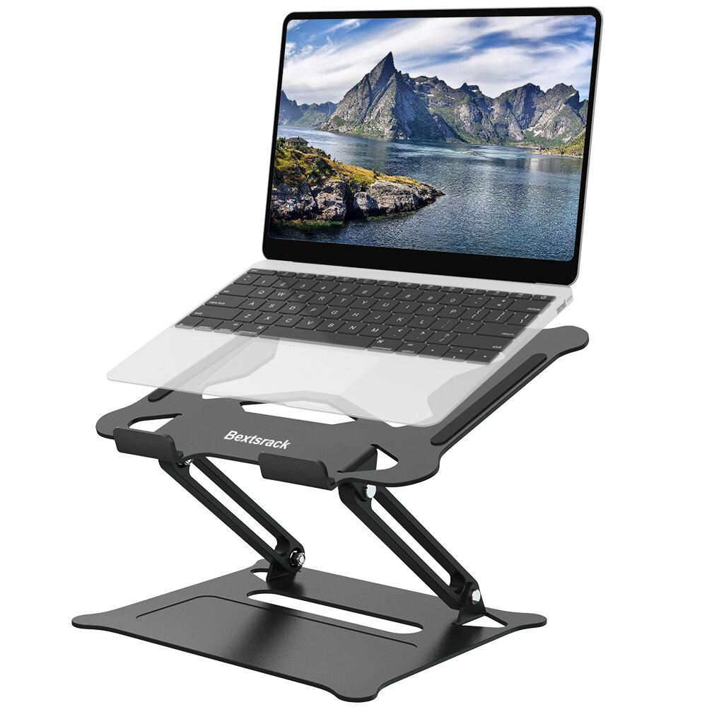 Aluminum Portable Computer Riser with Heat-Vent Foldable Desktop Laptop Holder Compatible with MacBook Air Pro Ergonomic Adjustable Notebook Stand Laptop Stand All 10 to 17 Inch Laptops