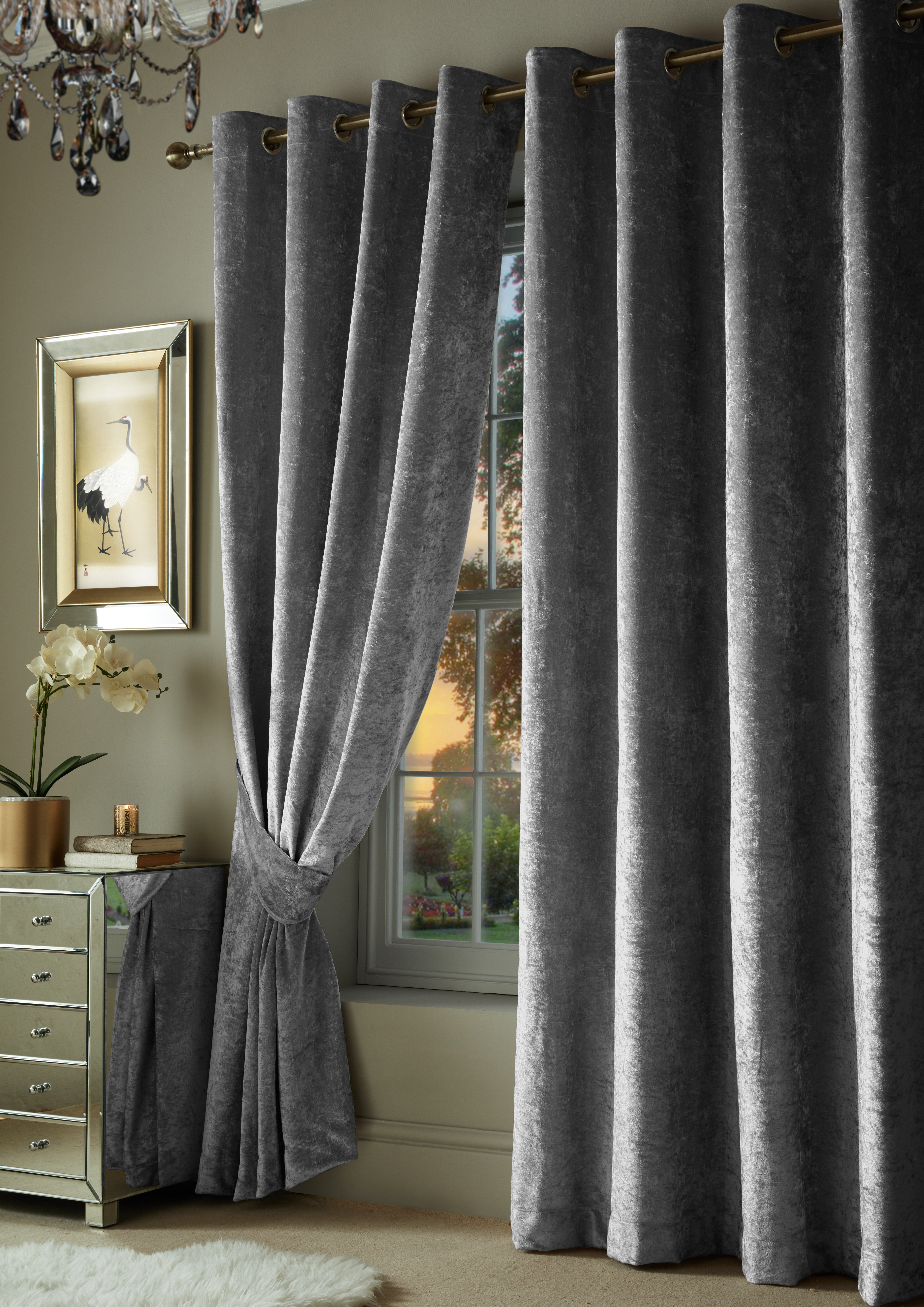 Rosdorf Park Malaki Crushed Velvet Eyelet Room Darkening Curtains