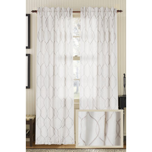 Amore Geometric Semi-Sheer Rod Pocket Single Curtain Panel