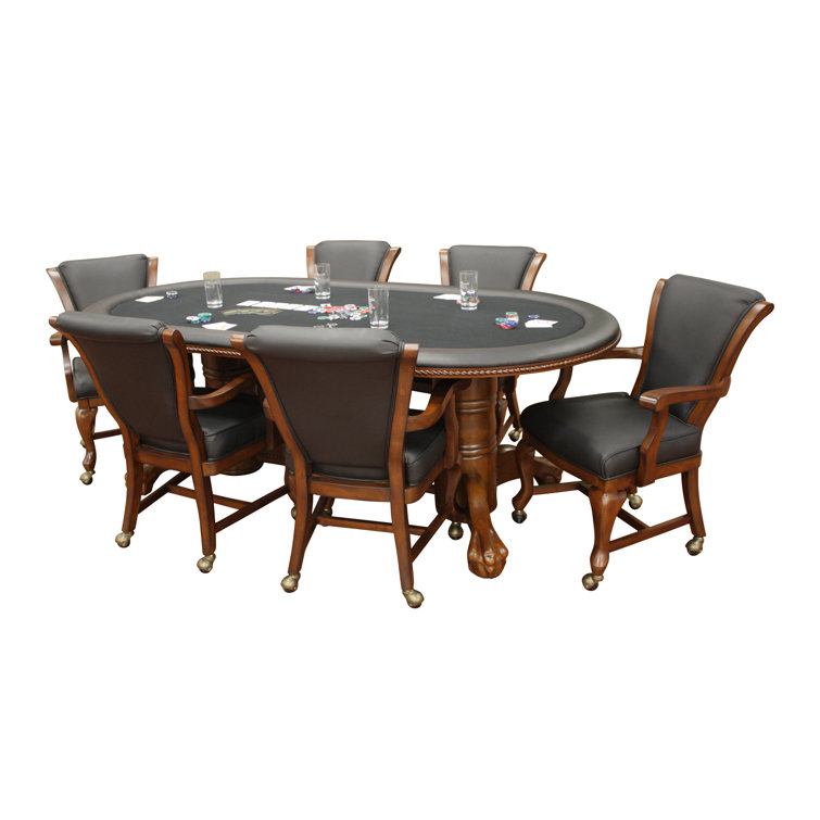 American Heritage 88.5" 6 Player Poker Table with Chairs Wayfair