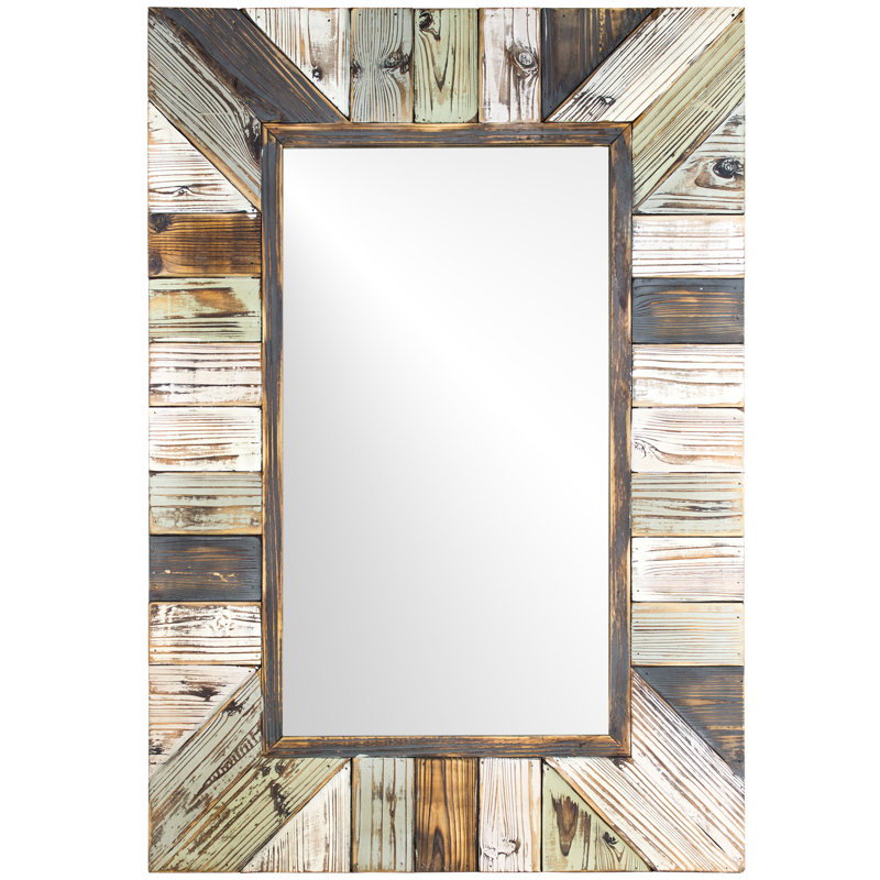 Union Rustic Whitlock Rustic Wood Plank Rectangular Framed Wall Mirror Reviews Wayfair