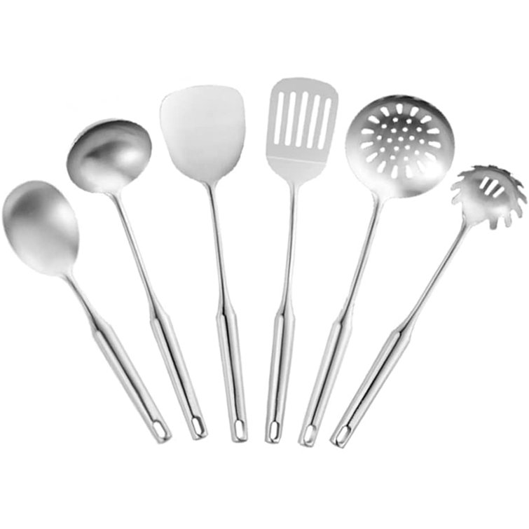 White Shovel Nylon Kitchen Utensils Stainless Steel Cooking Silicone Shovel Pan 