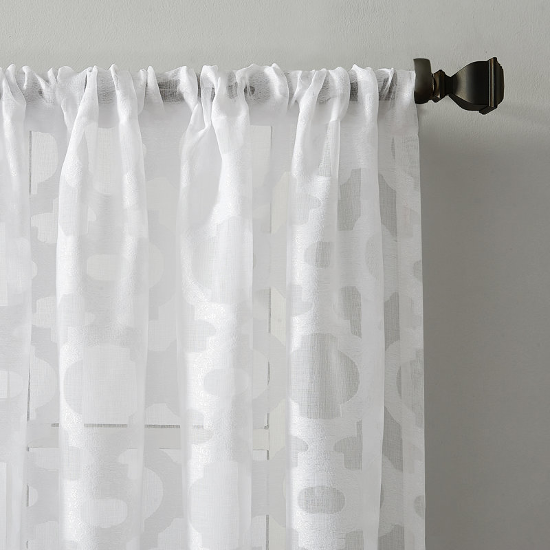 Charlton Home Micheal Trellis Geometric Sheer Rod Pocket Curtains