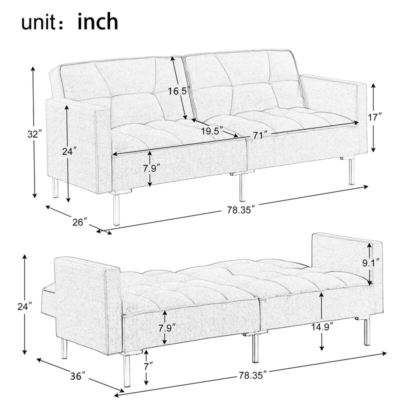 Latitude Run Azteca 78 35 Square Arm Sleeper Wayfair