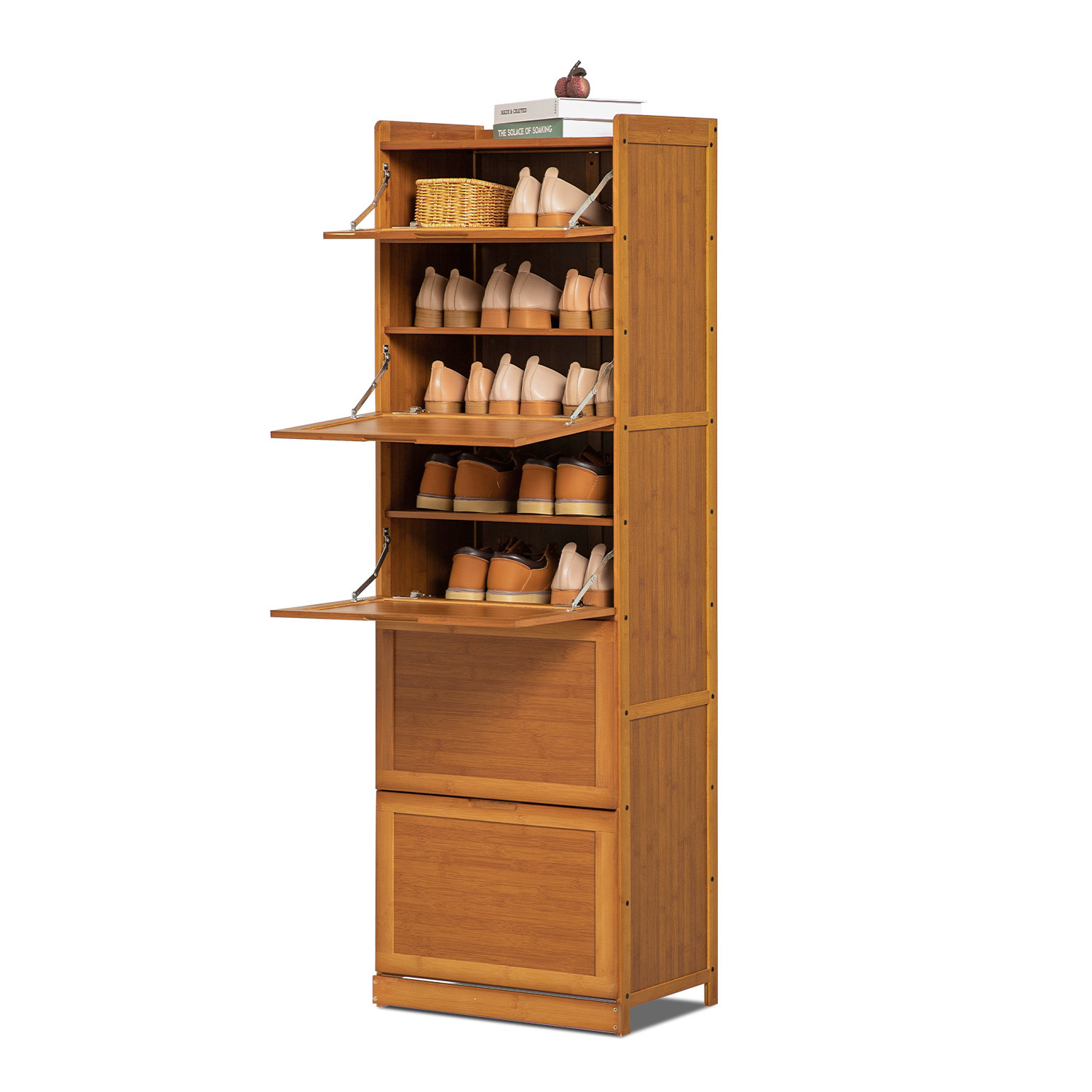 Monibloom Armoire De Rangement Niveaux Avec Porte Chaussures En Bambou Avec Porte D Entr E