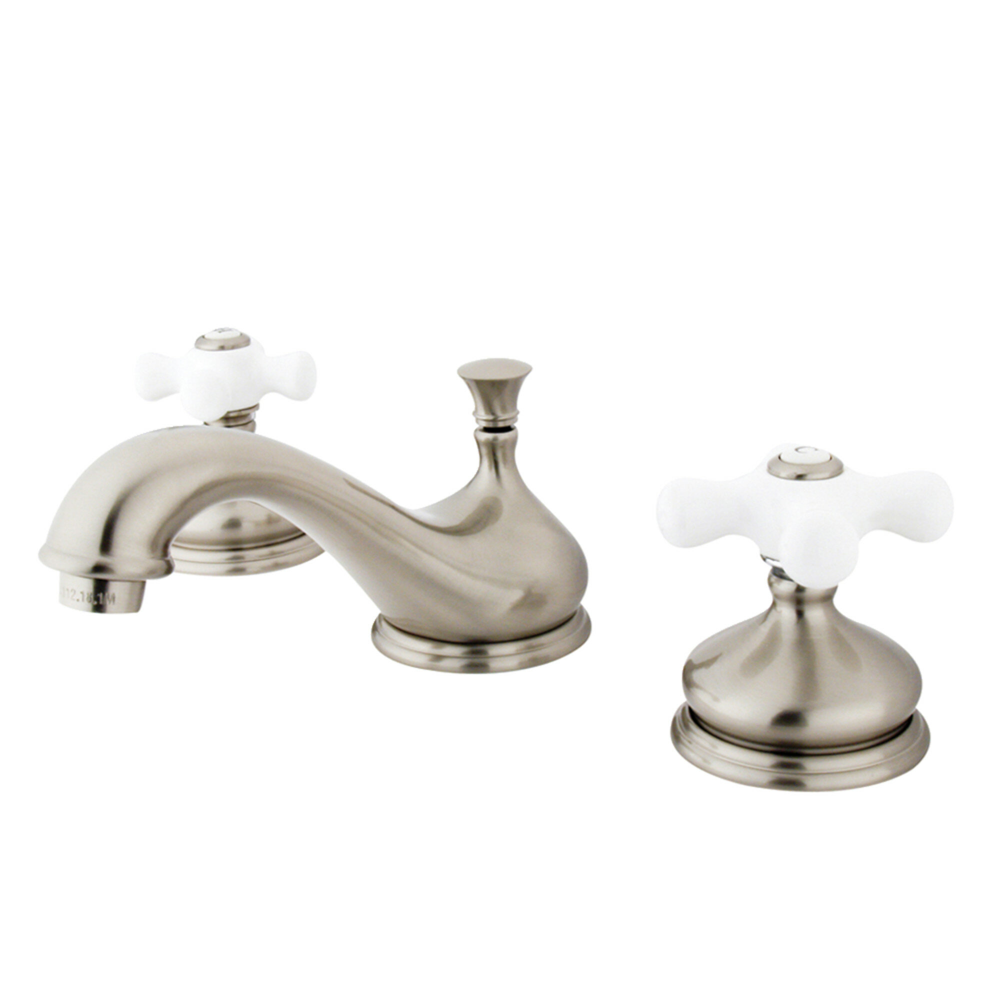 Satin Nickel NEW Elements Of Design Double Handle Bathroom Faucet Home   Widespread Bathroom Faucet With Double Porcelain Cross Handles 