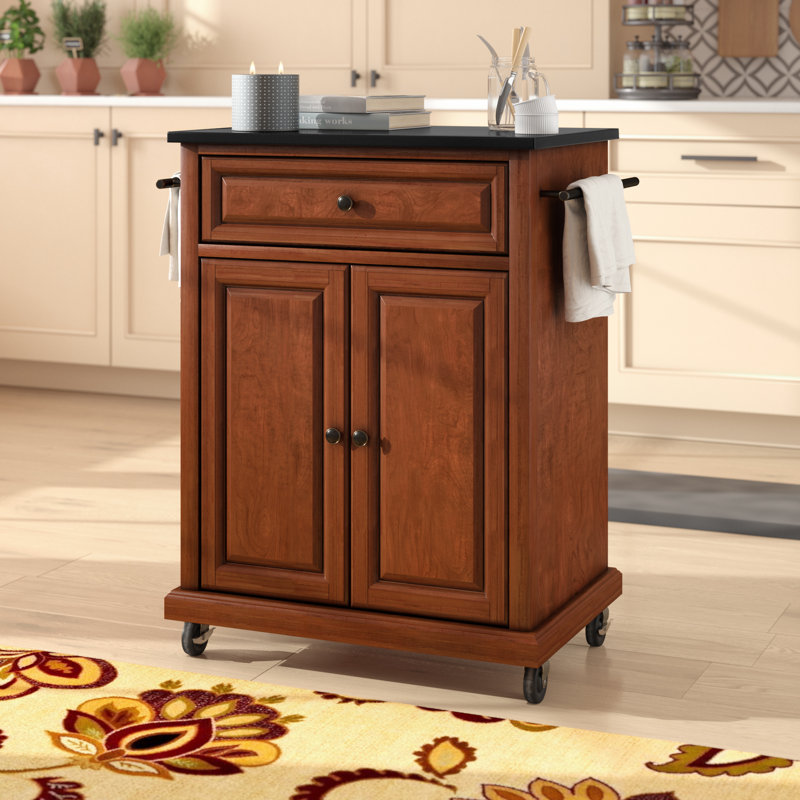 Alcott Hill Celeste Kitchen Cart With Granite Top Reviews Wayfair Celeste Kitchen Cart With Granite Top