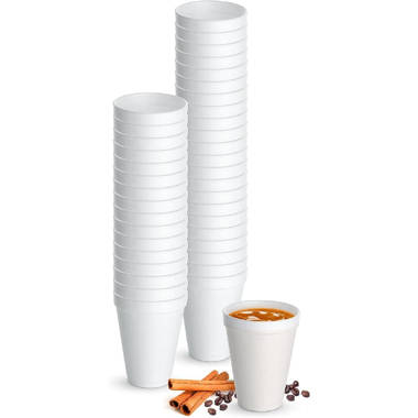 250 Foam Cups Polystyrene Coffee Styrofoam Disposable Cup Insulated 8oz Tea NEW 