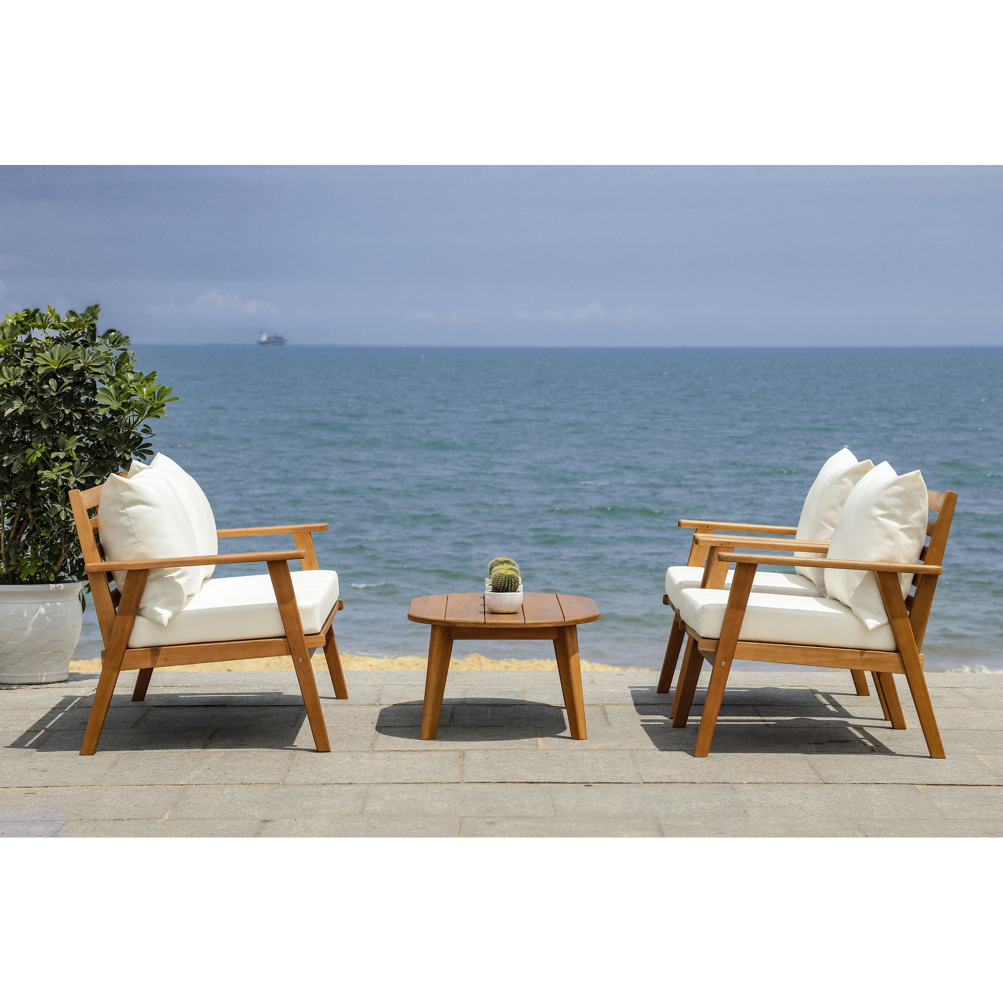 Sotomayor Acacia Solid Wood 4 Person Seating Group