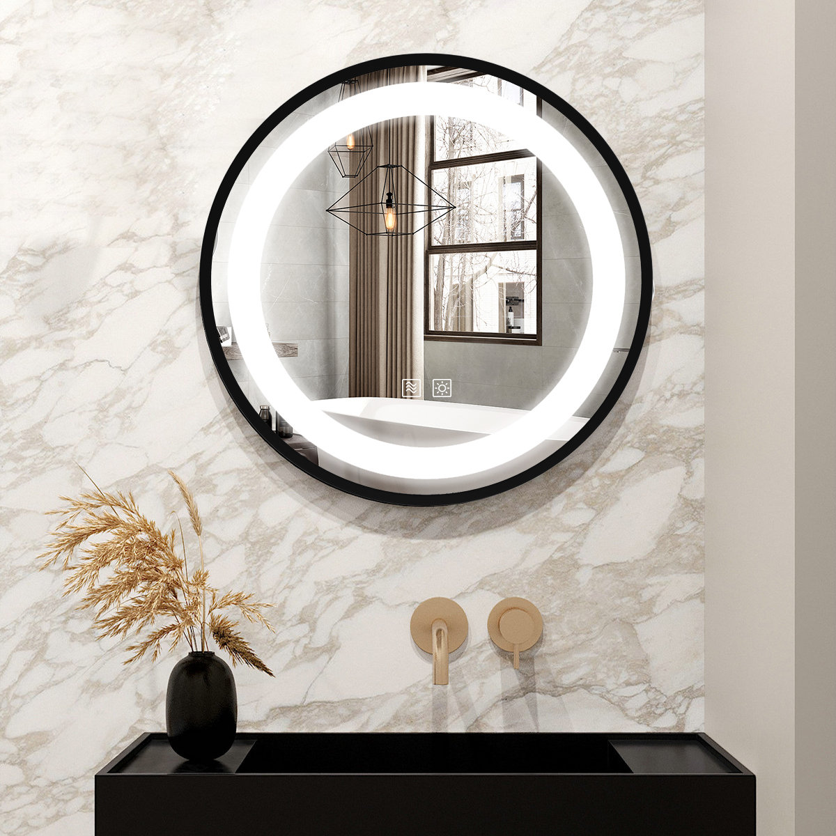 iluminación de obras de arte color negro 15 pulgadas 880 lm luz blanca cálida luces de espejo de tocador 11 W blanco 3000 K MantoLite Lámpara de pared LED de aluminio acabado cromado 