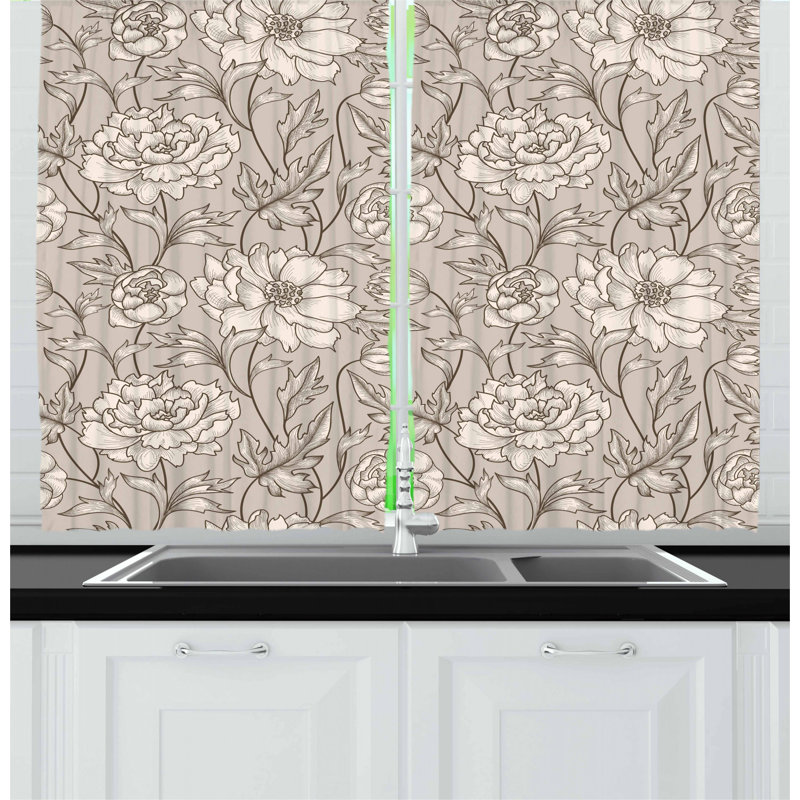 East Urban Home Aster Kitchen Curtain Wayfair