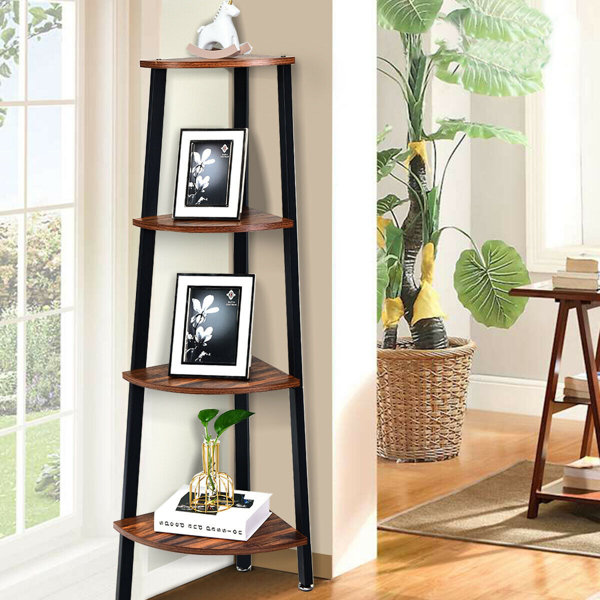17 Stories Speth 49.5" x 14" W Metal Corner Bookcase ...