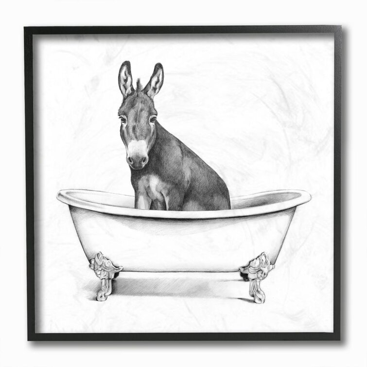 Stupell Industries Donkey In Claw Tub Farm Animal Bathroom Sketch By Victoria Borges Painting Wayfair