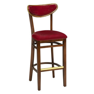 Go to store & view more images Red Barrel Studio Amoroso Beechwood Moon Shape Back Upholstered Seat Bar Stool