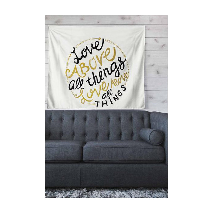 Vector Typography Love Above All Things By Pom Graphic Design Wall Tapestry