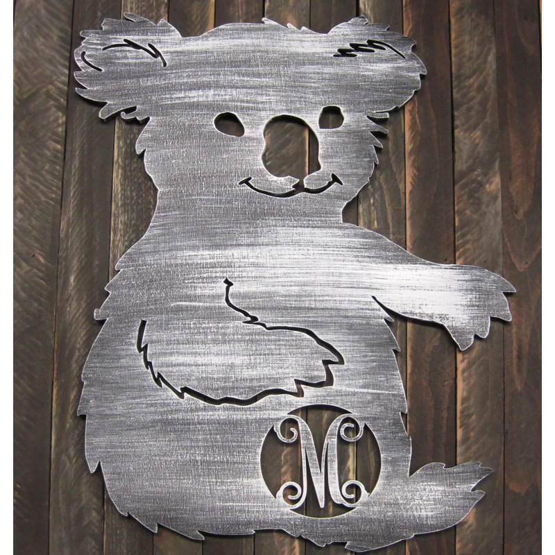 Amonogramartunlimited Koala Rustic Single Letter Wooden Shape Wall