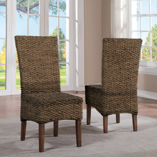 Wicker Rattan Kitchen Dining Chairs You Ll Love Wayfair Augusto Woven Seagr Side Chair Set Of 2