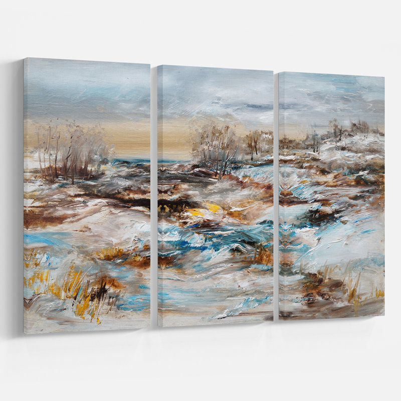 East Urban Home Winter Season With Trees Oil Painting Print