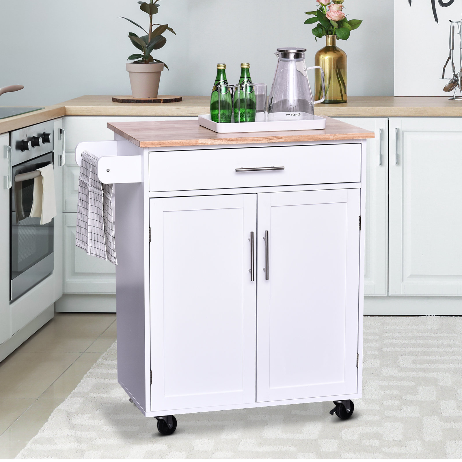 Gracie Oaks Carole Rolling Kitchen Cart Wayfair Ca