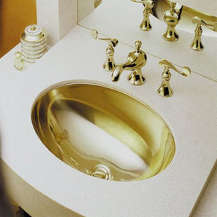 Gold Bathroom Sinks You Ll Love Wayfair Save Kohler Rhythm Metal Oval Undermount Bathroom Sink