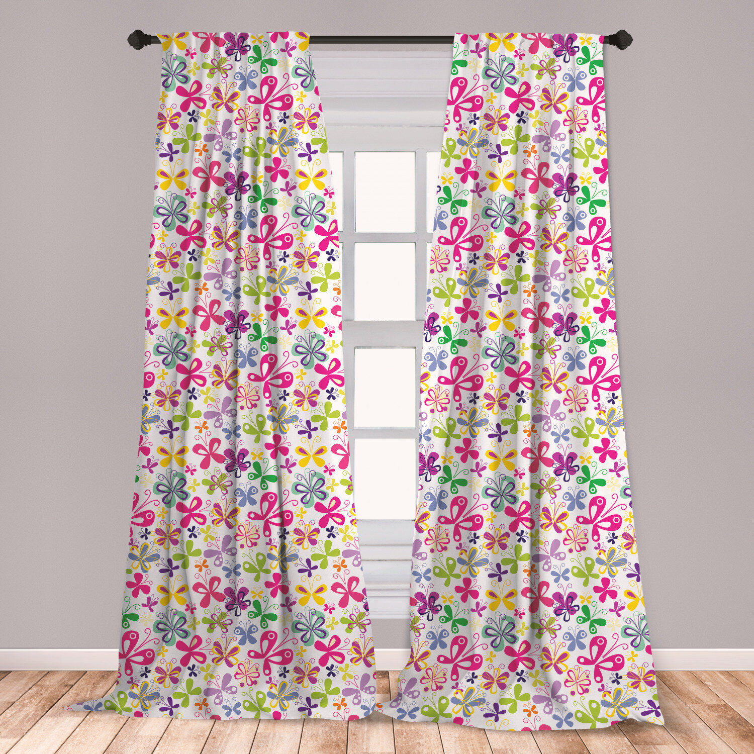 East Urban Home Alethia Butterfly 2 Panel Curtain Set