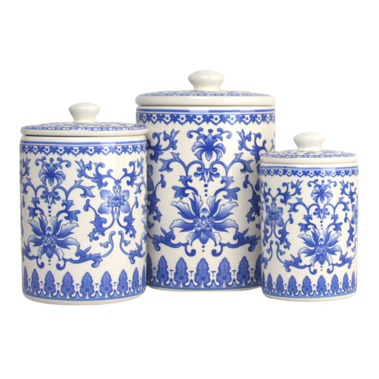Clemon Floral Porcelain Canister - Set of 3