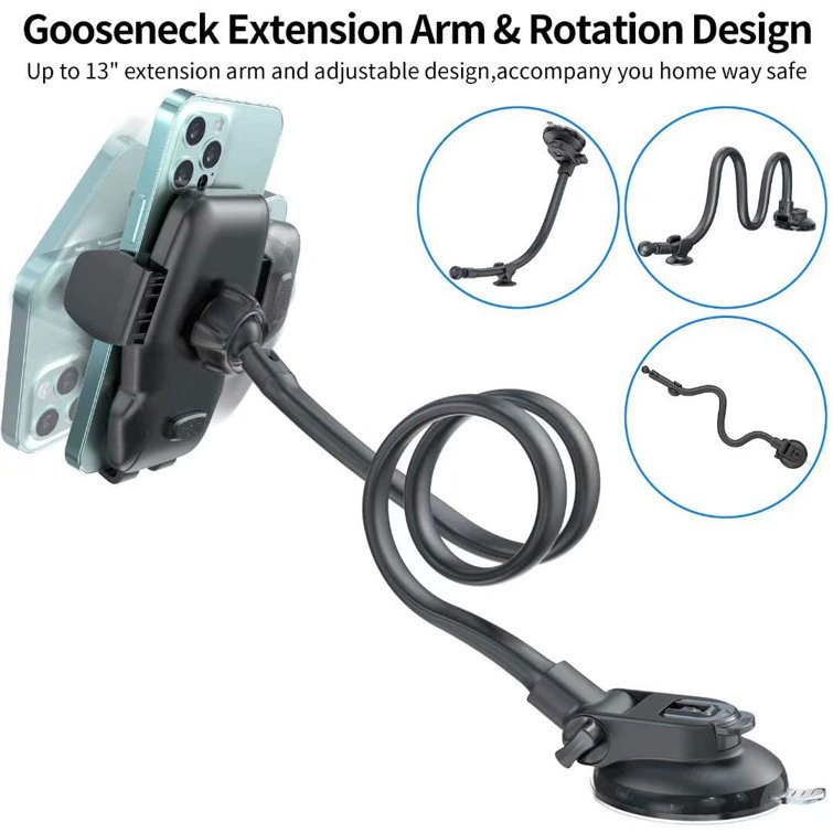 Abs 2021 Upgraded Car Phone Holder Mount 13 Gooseneck Cell Phone Holder For Car With Strong Suction Cup Hands Free Dash Windshield Air Vent Cell Phone Mount For Car Truck Fits 4 7 7
