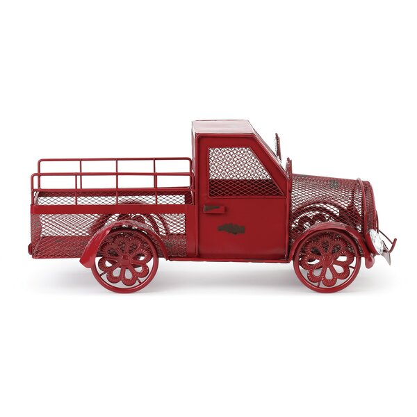 red metal toy truck