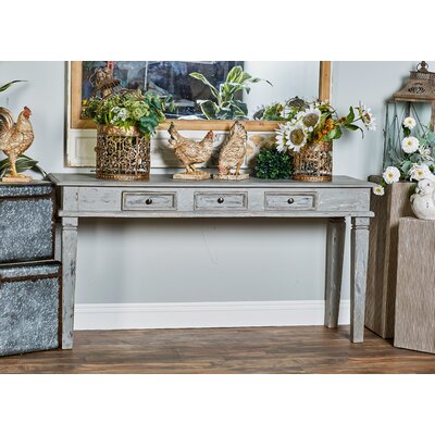 August Grove Cranford Rustic 3-Drawer Console Table