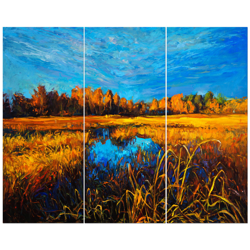 East Urban Home Trees And Lake Under Sunset Oil Painting Print
