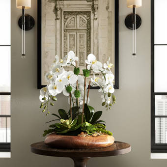 World Menagerie Silk Orchids Floral Arrangement In Planter Wayfair
