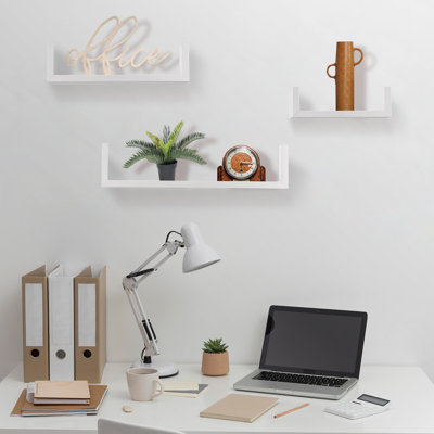 Keokee 3 Pieces U Shaped Floating Float Shelves Glossy Matte Finish Easy Mounted Wall Shelves