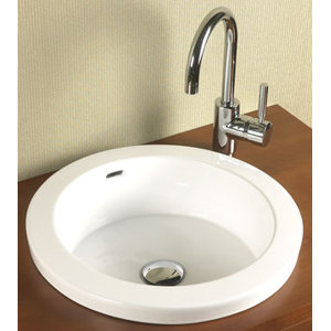 Round Semi Recessed Ceramic Recessed Self Rimming Bathroom Sink